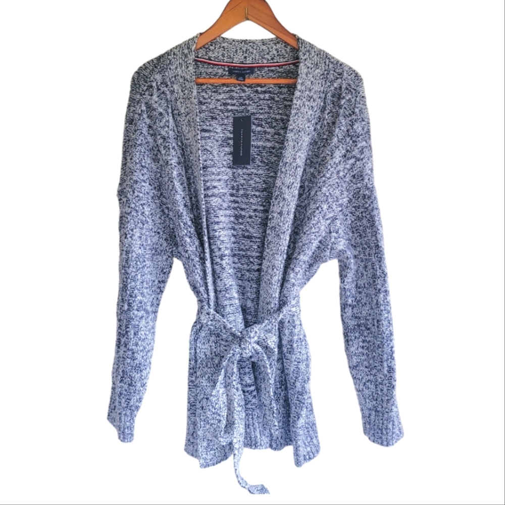 Tommy Hilfiger Women's Wrap Cardigan Sweater Gray Large